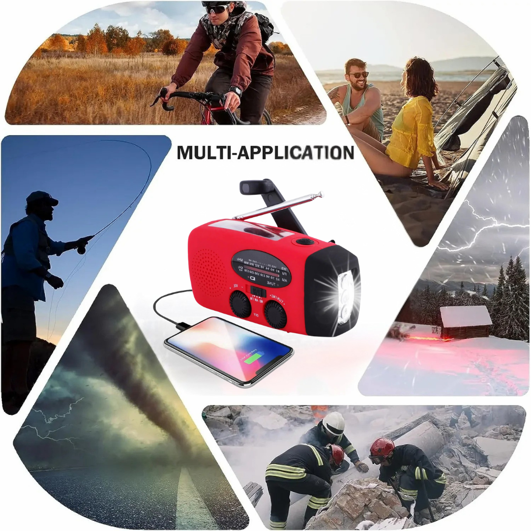 MultiRadio – Bærbar Nødradio med LED-lommelykt og Strømbank