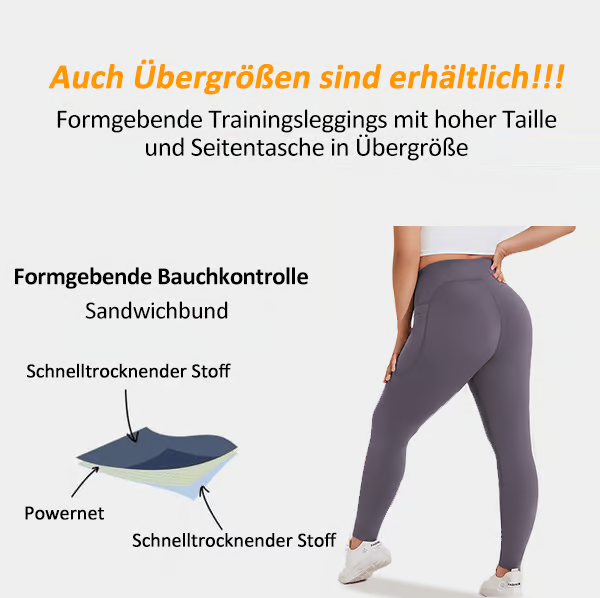 NESLEMY™️ Høyt Liv Bukse med Løft til Rumpe og Magestramming, Side-lommer, Formende Treningsleggings🔥