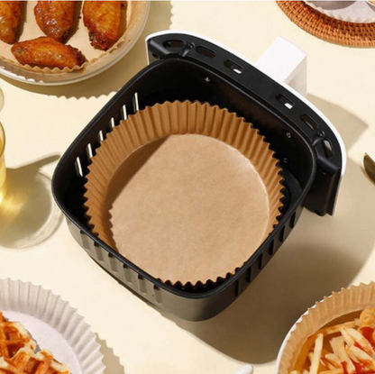 Air Fryer Papir 50-pakning - 20 cm Engangspapir for Airfryer Brun