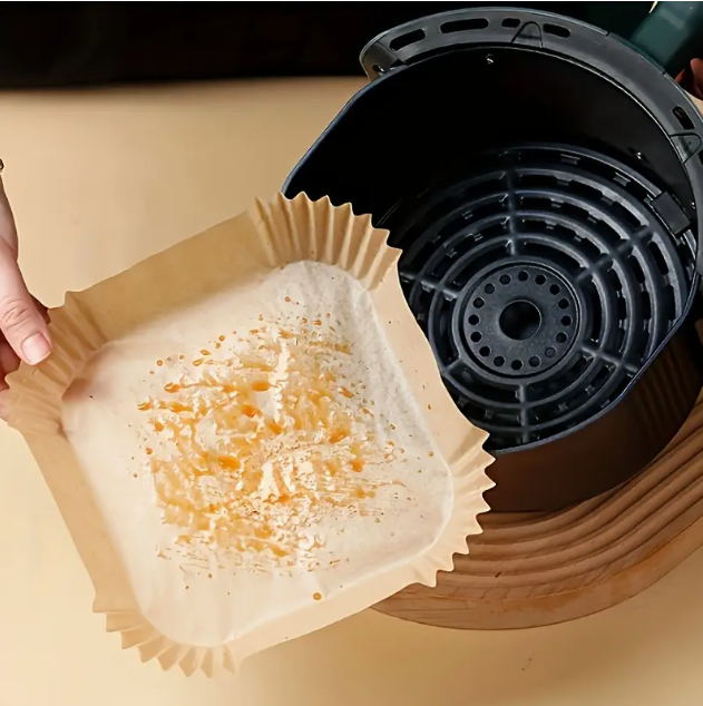 Bakepapir til Airfryer 20,5x20 cm (50 stk) PFAS-fritt engangs bakepapir