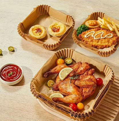 Bakepapir til Airfryer 20,5x20 cm (50 stk) PFAS-fritt engangs bakepapir