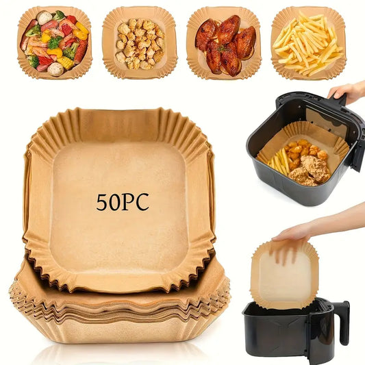 Bakepapir til airfryer 20x20 cm 50 stk